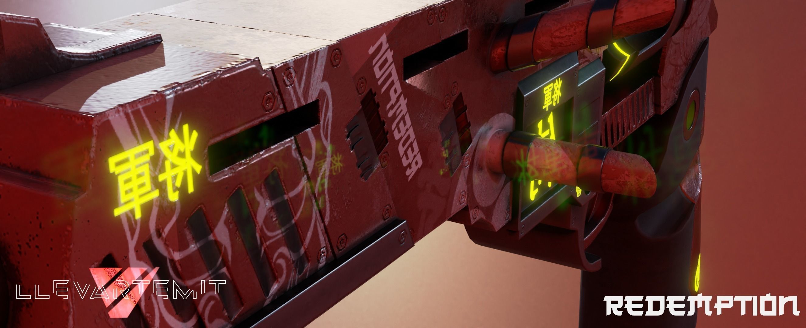 Cyberpunk Revolver Low-poly 3D model_6