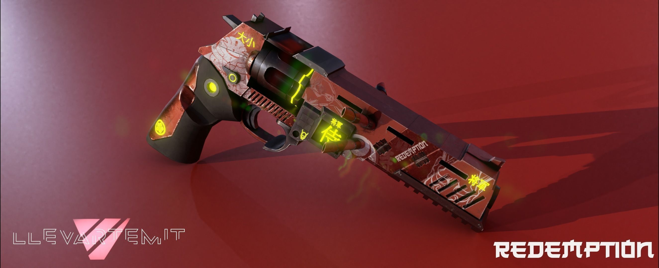Cyberpunk Revolver Low-poly 3D model_9