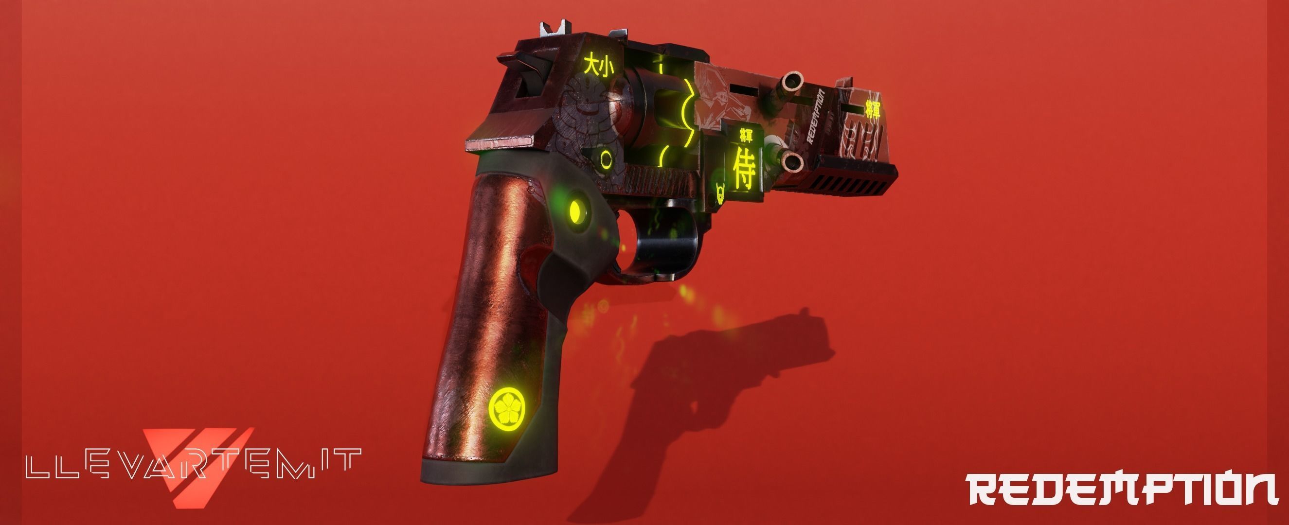Cyberpunk Revolver Low-poly 3D model_2