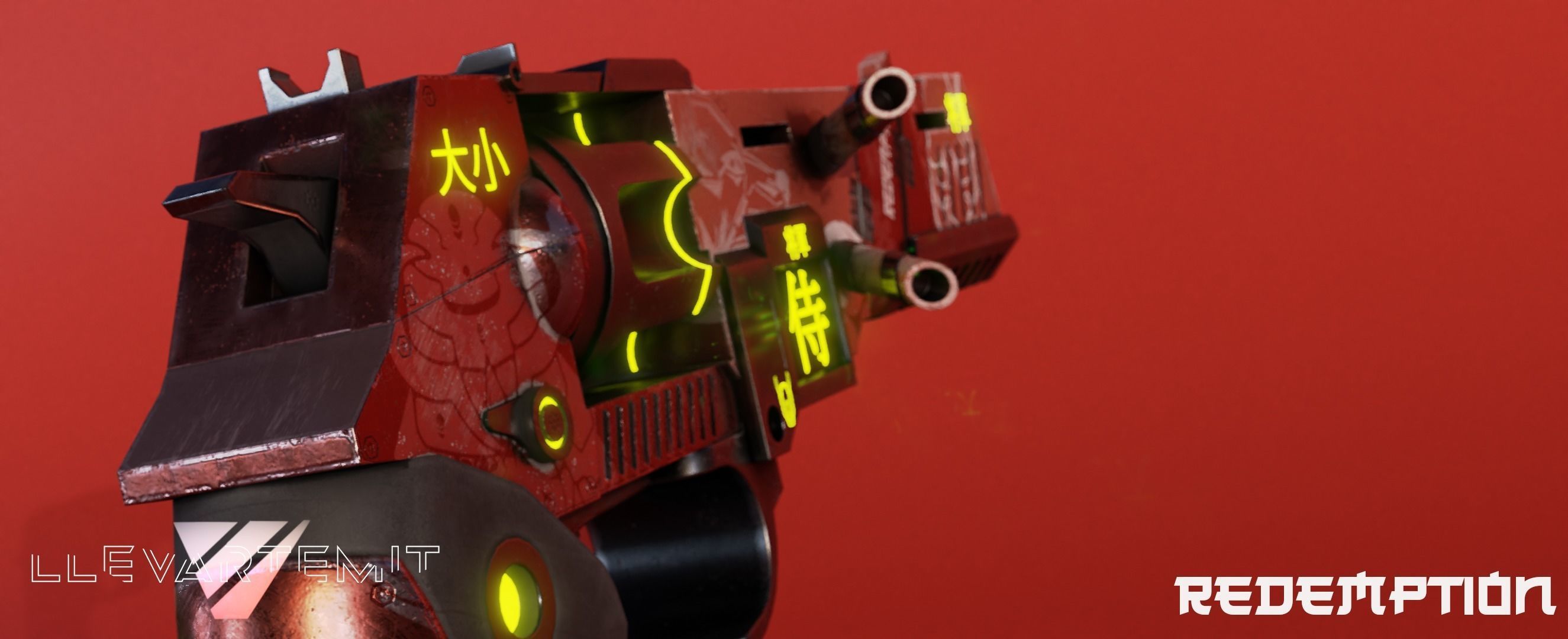Cyberpunk Revolver Low-poly 3D model_8