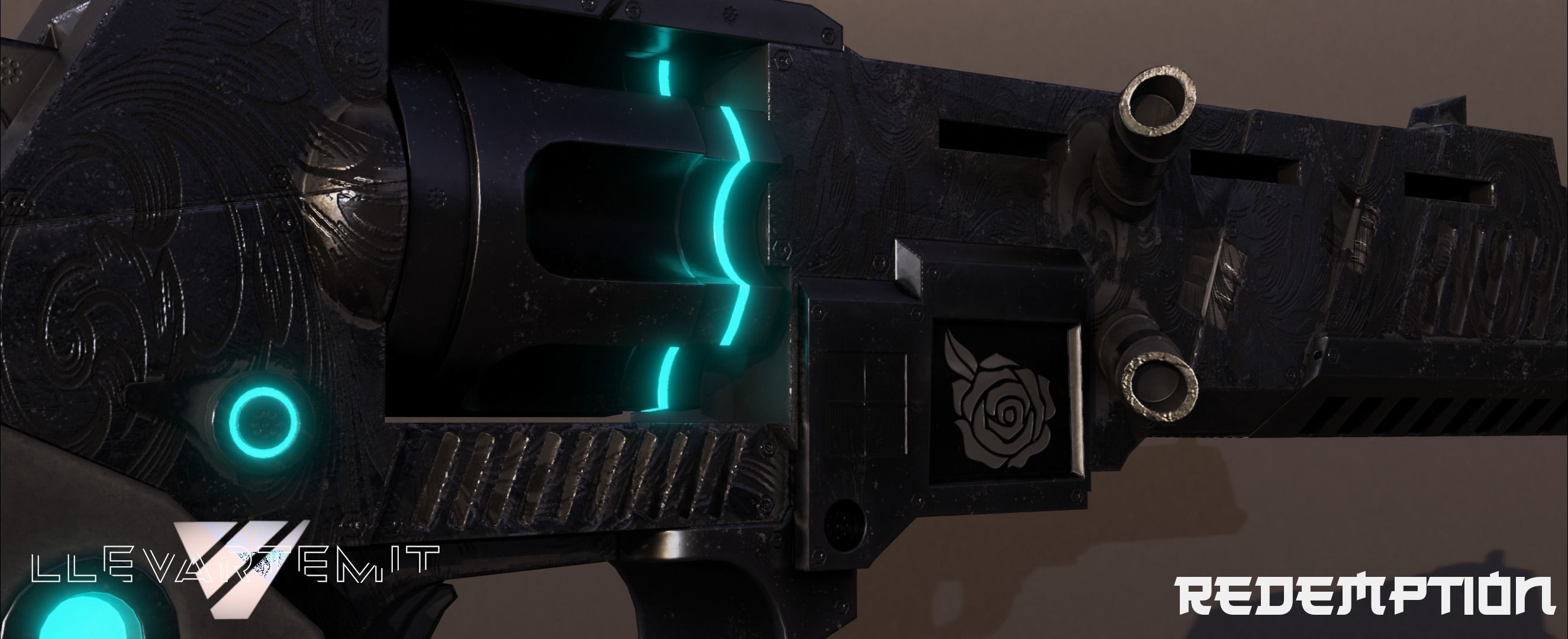 Cyberpunk Revolver Low-poly 3D model_17