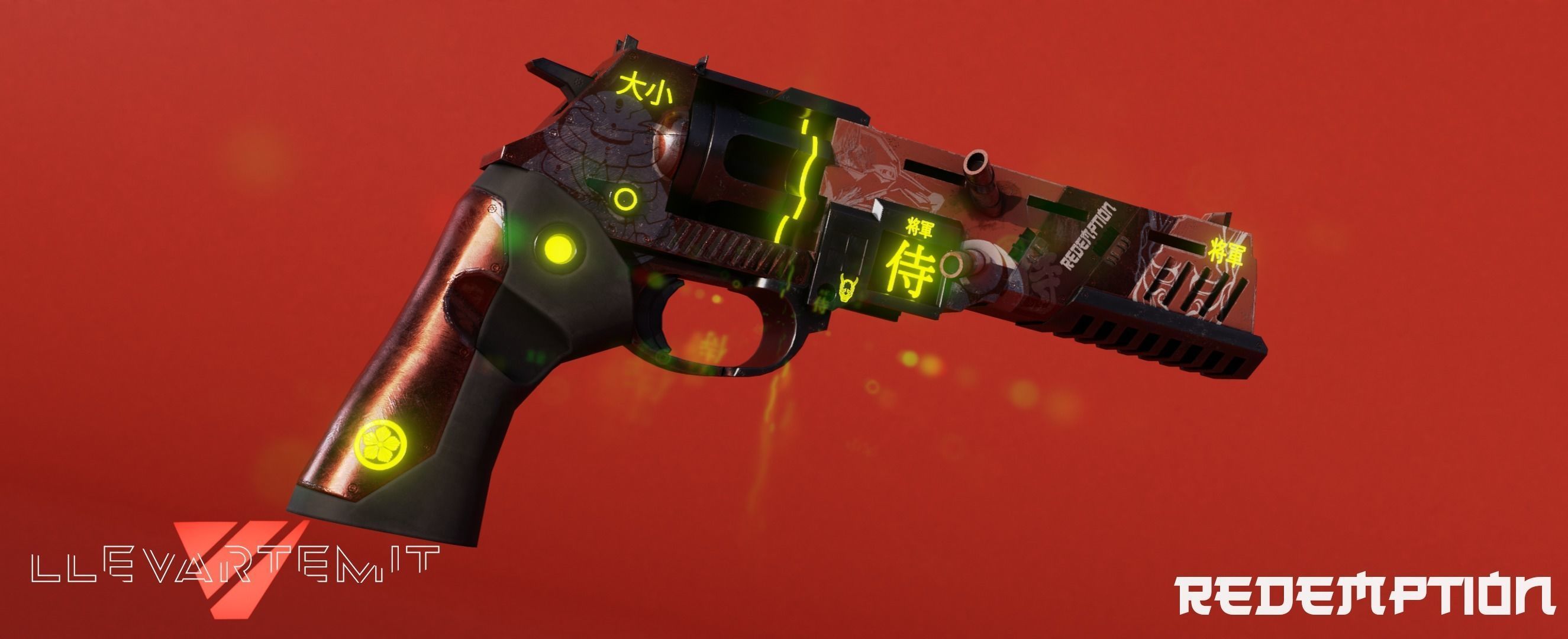 Cyberpunk Revolver Low-poly 3D model_7