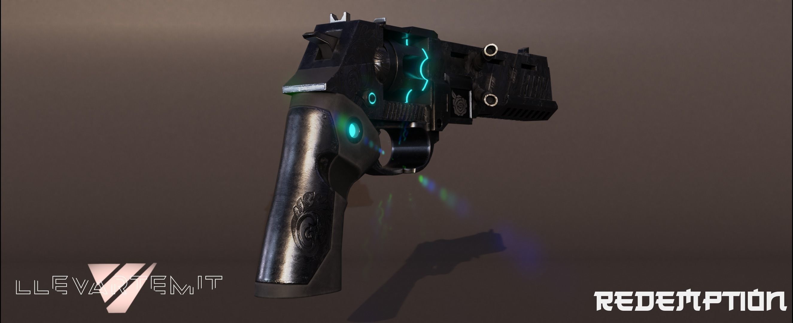 Cyberpunk Revolver Low-poly 3D model_14