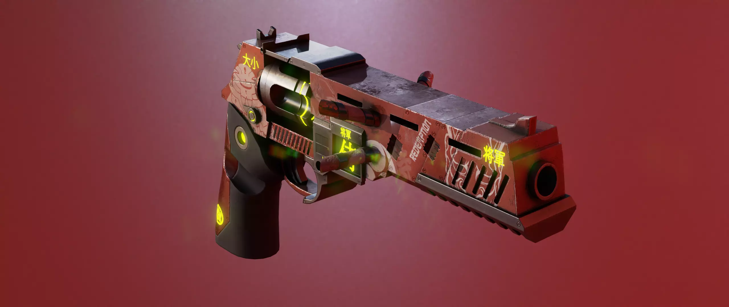 Cyberpunk Revolver Low-poly 3D model_0