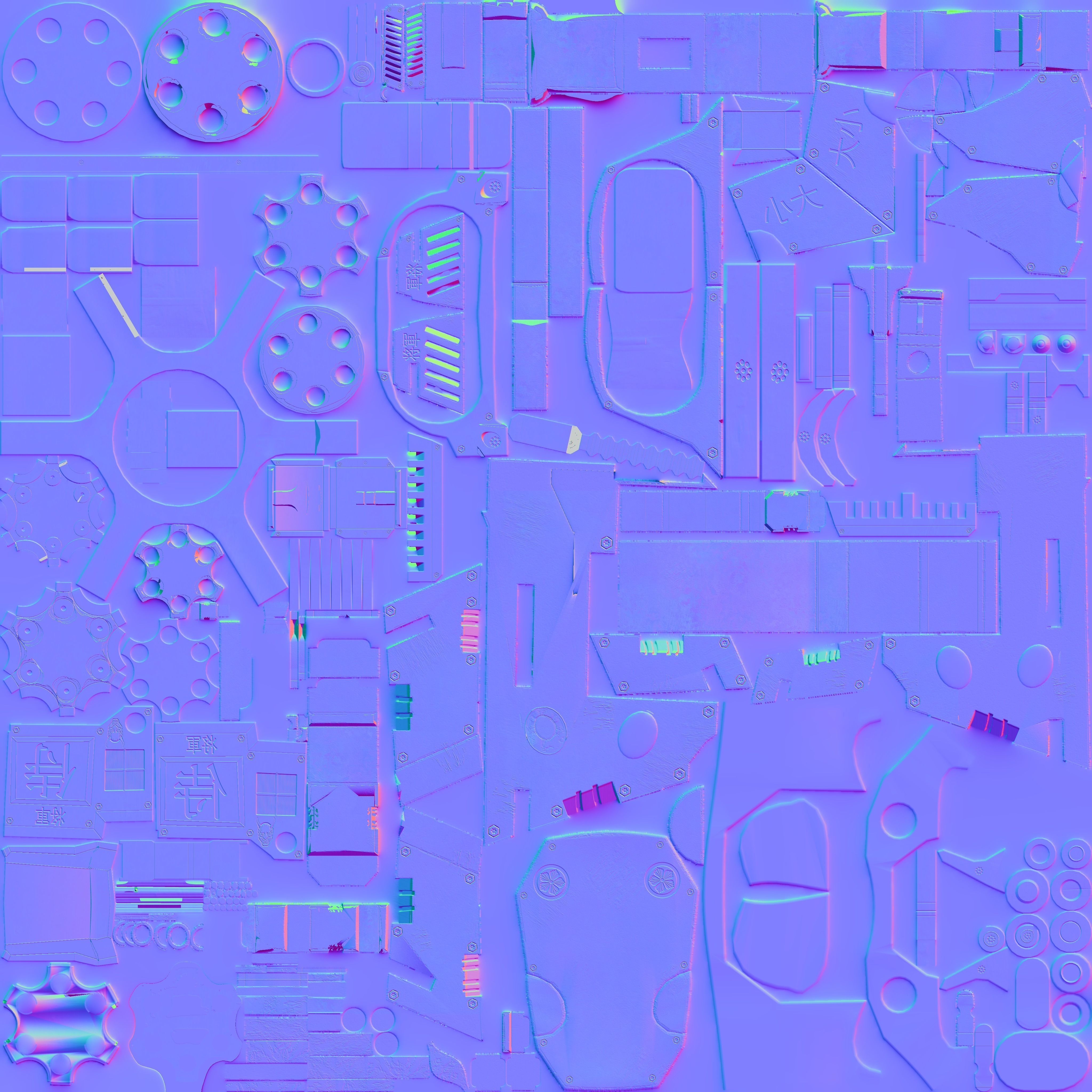 Cyberpunk Revolver Low-poly 3D model_31