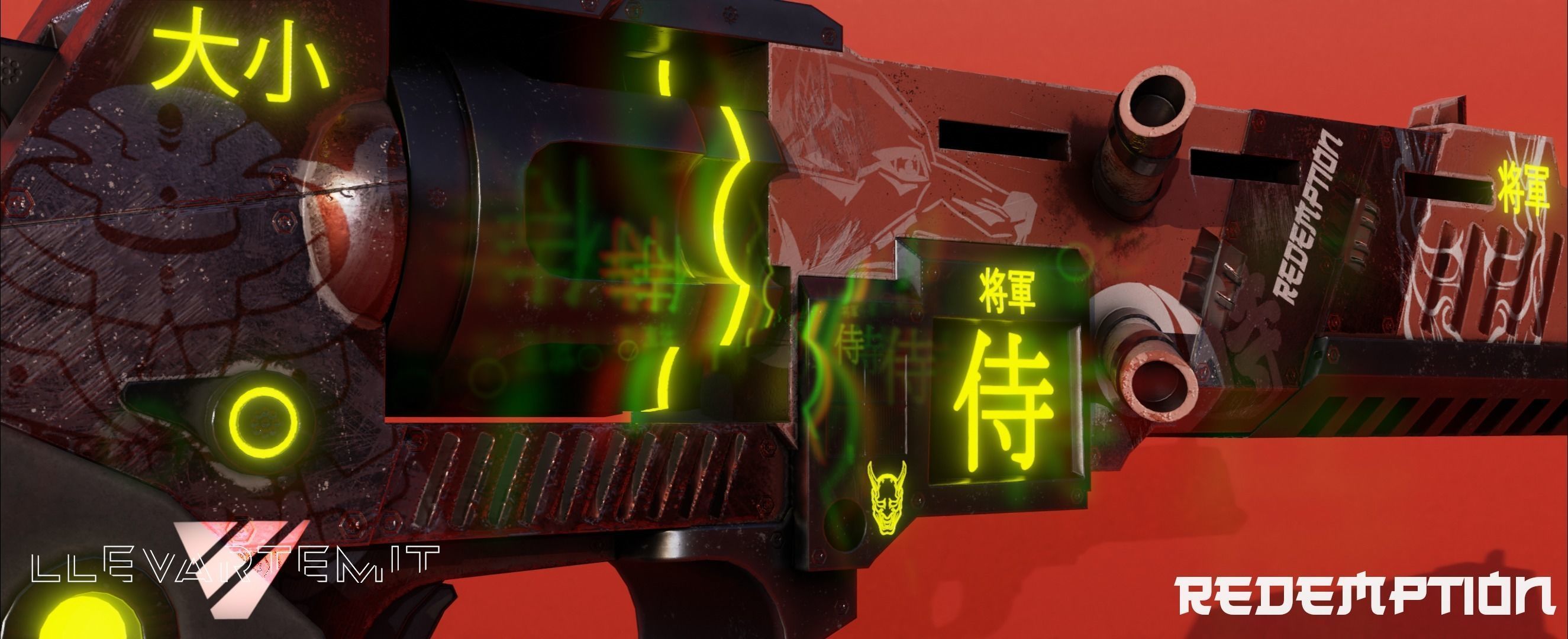 Cyberpunk Revolver Low-poly 3D model_5