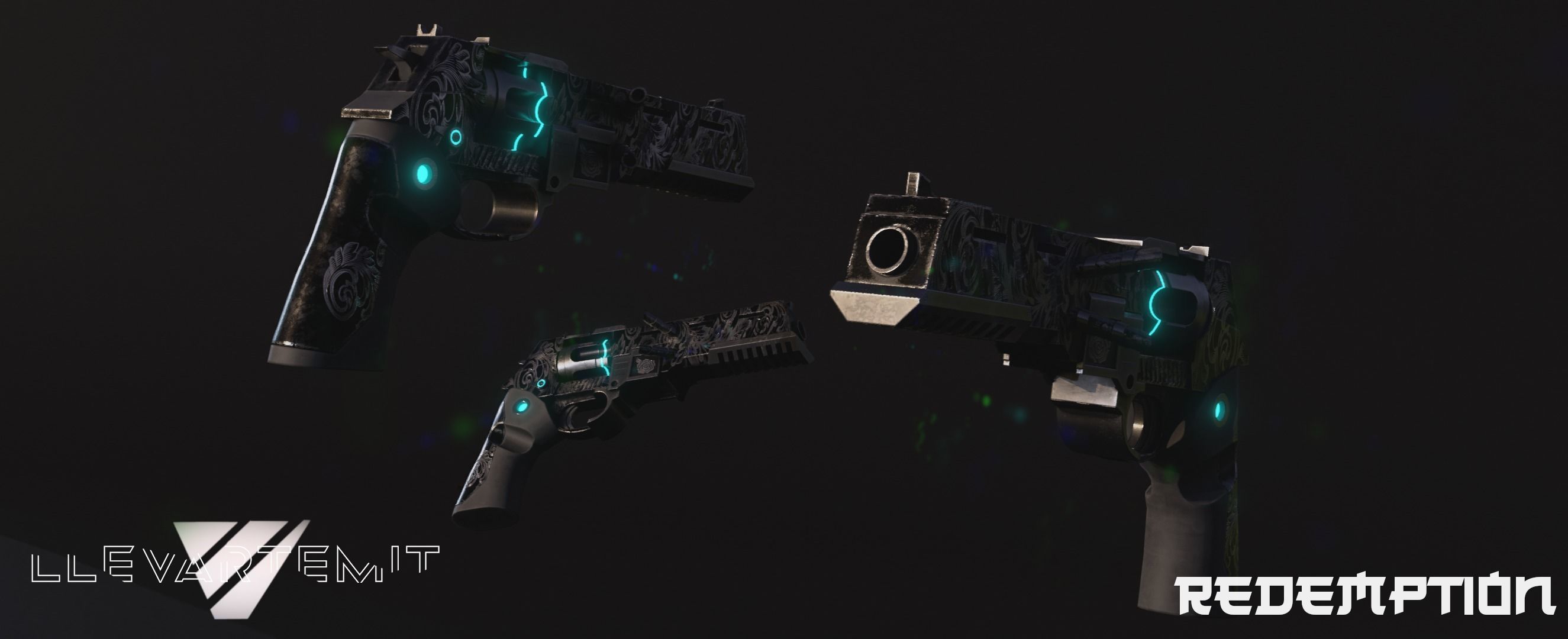 Cyberpunk Revolver Low-poly 3D model_20