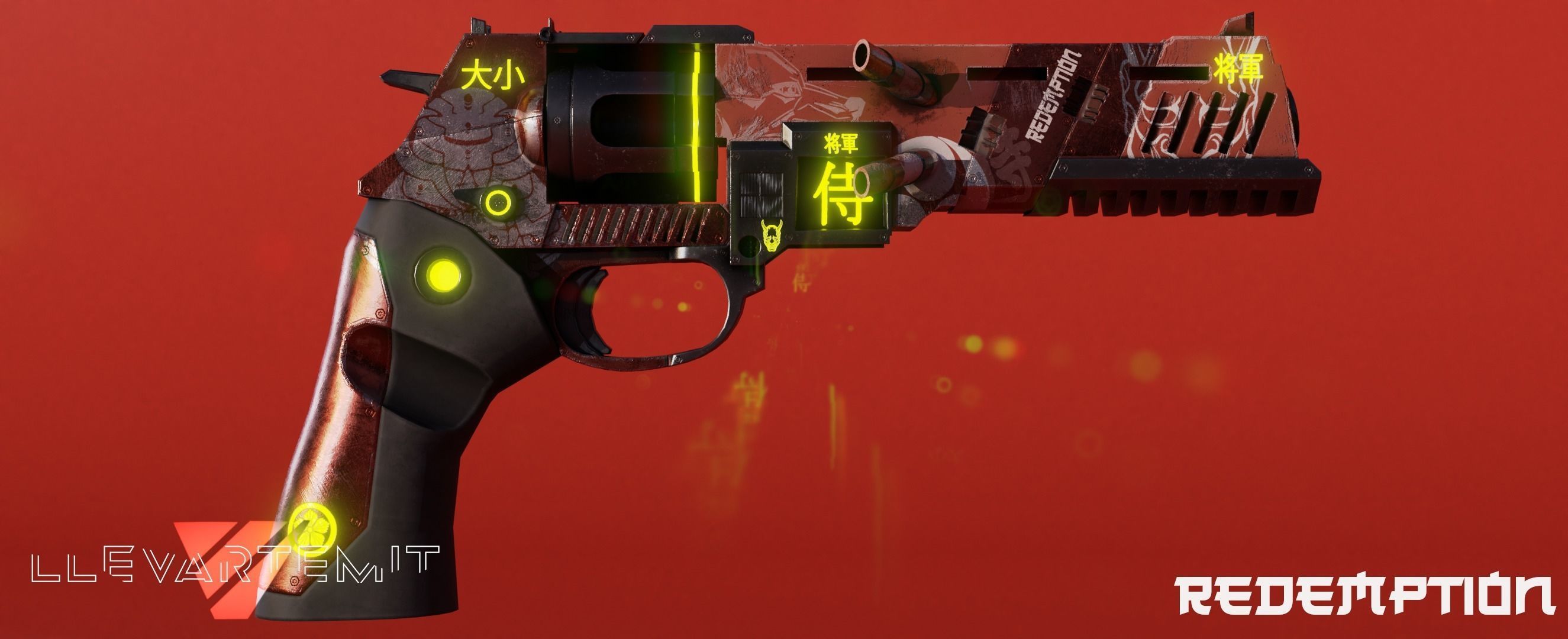 Cyberpunk Revolver Low-poly 3D model_1
