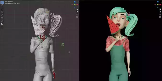 Rigged - Stylized Character Girl - Julie - Blender 3D model