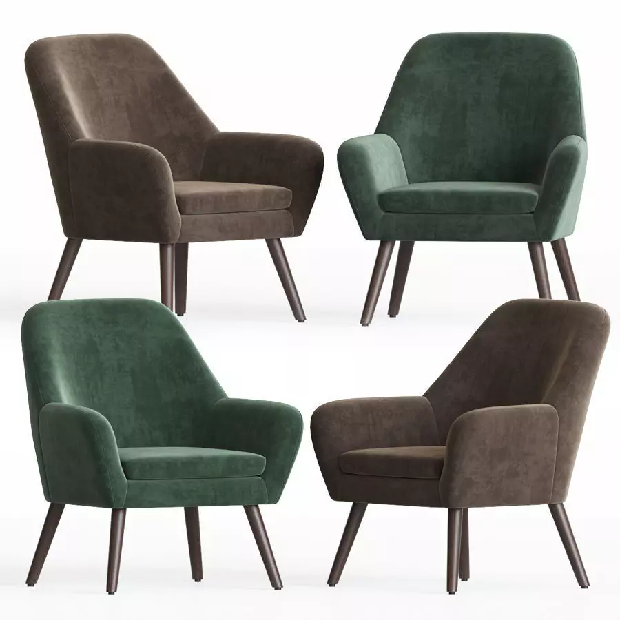 Memphis Velvet Armchair 3D model_0