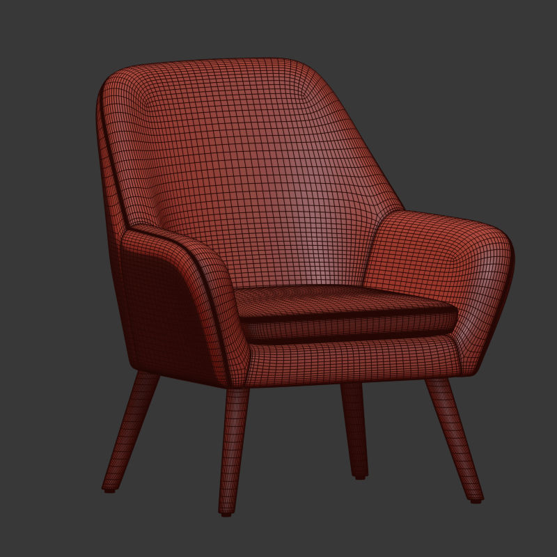 Memphis Velvet Armchair 3D model_4