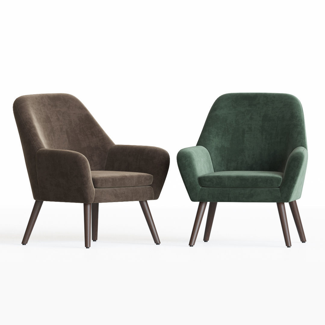 Memphis Velvet Armchair 3D model_1