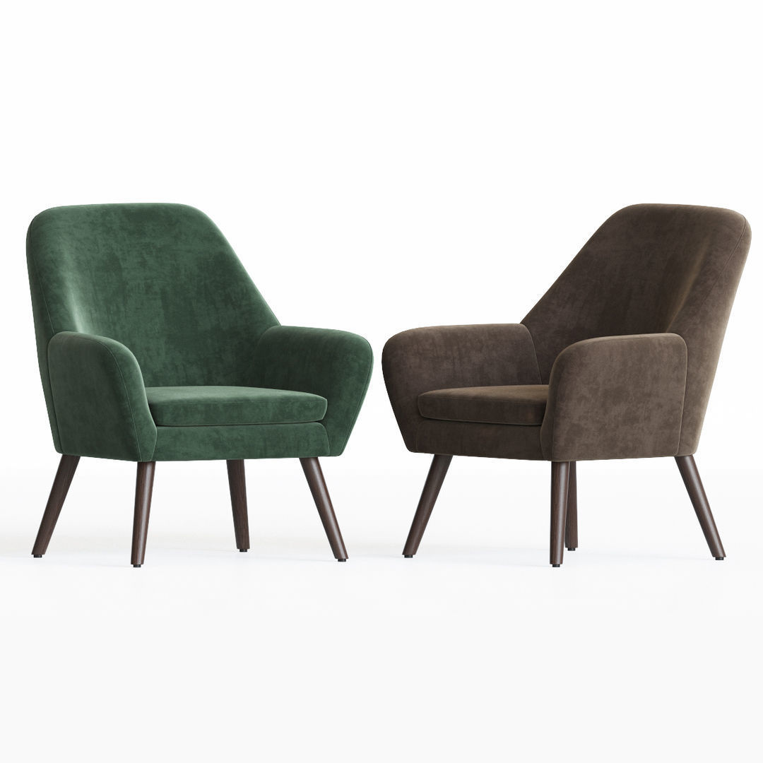 Memphis Velvet Armchair 3D model_2