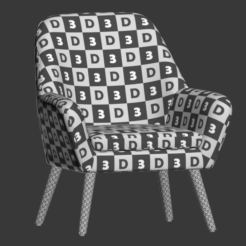 Memphis Velvet Armchair 3D model_3
