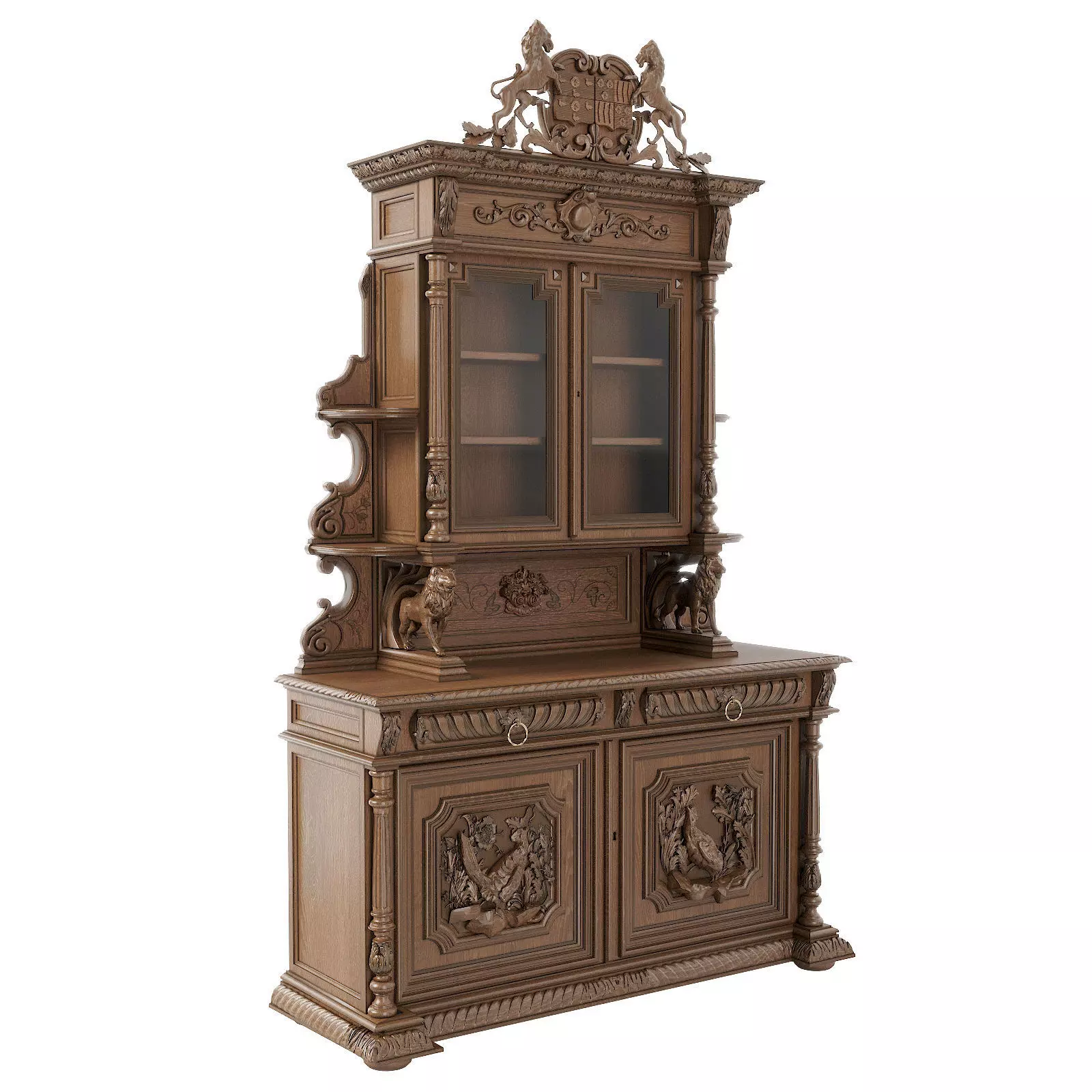 Medieval sideboard cabinet 3D model_0