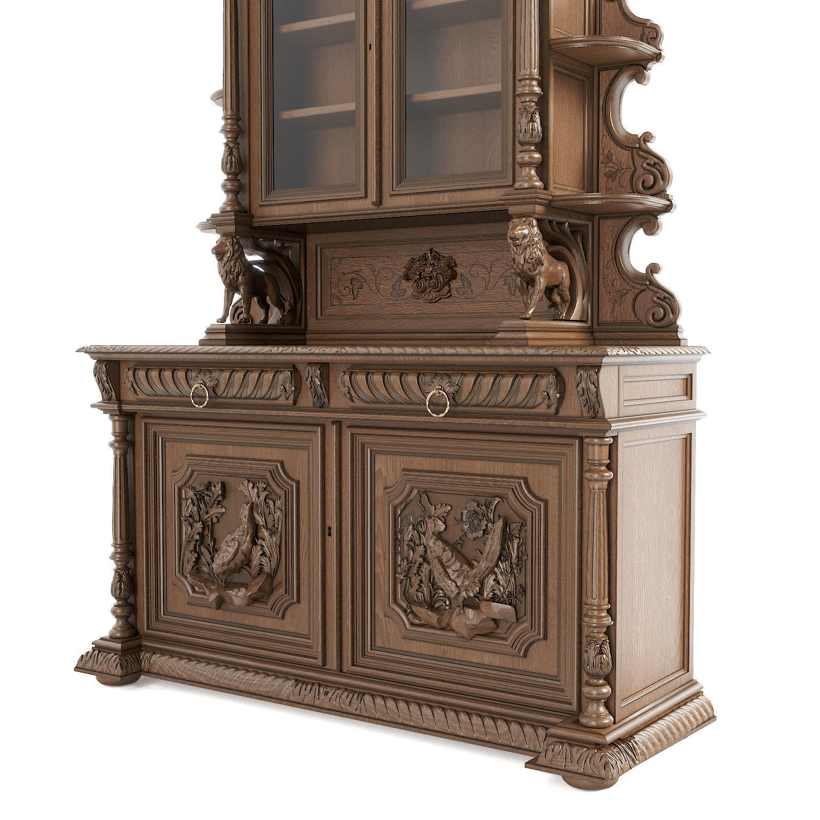 Medieval sideboard cabinet 3D model_3