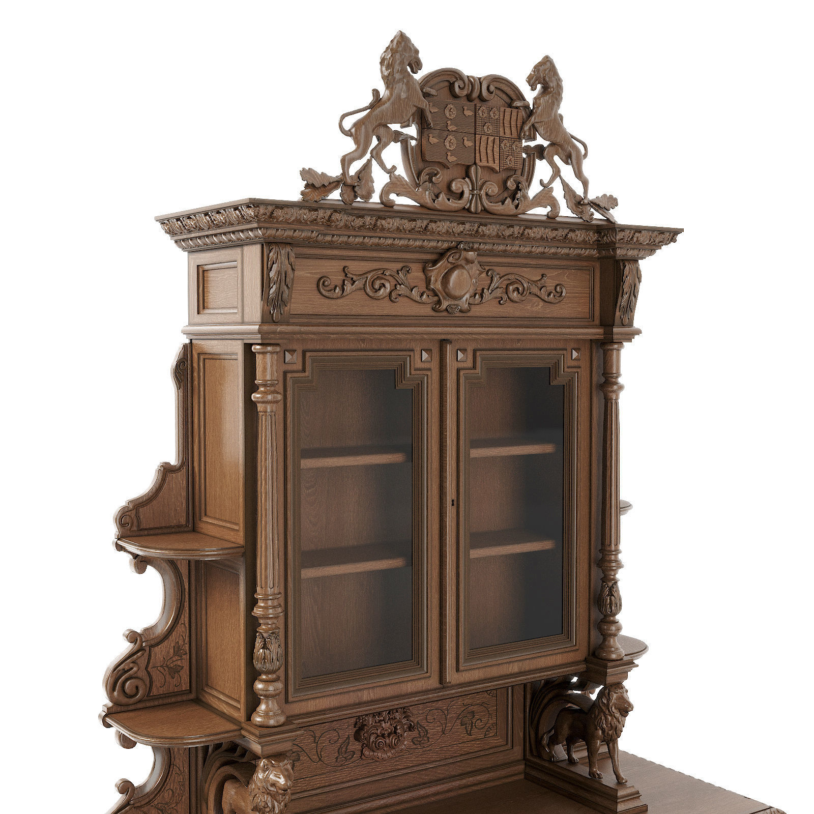 Medieval sideboard cabinet 3D model_2
