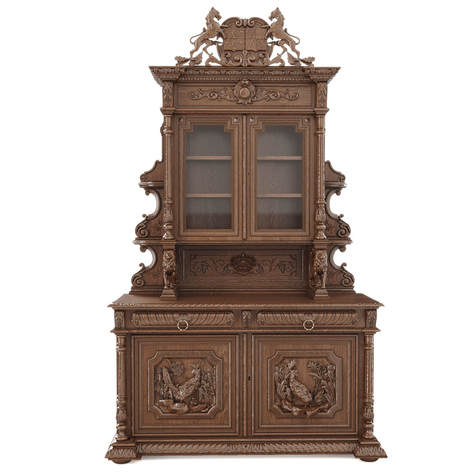 Medieval sideboard cabinet 3D model_1