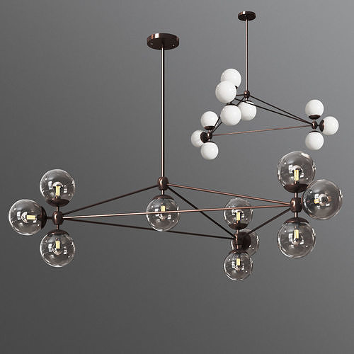 Modo Chandelier 3 Sided 10 Globes rollandhill 3D model