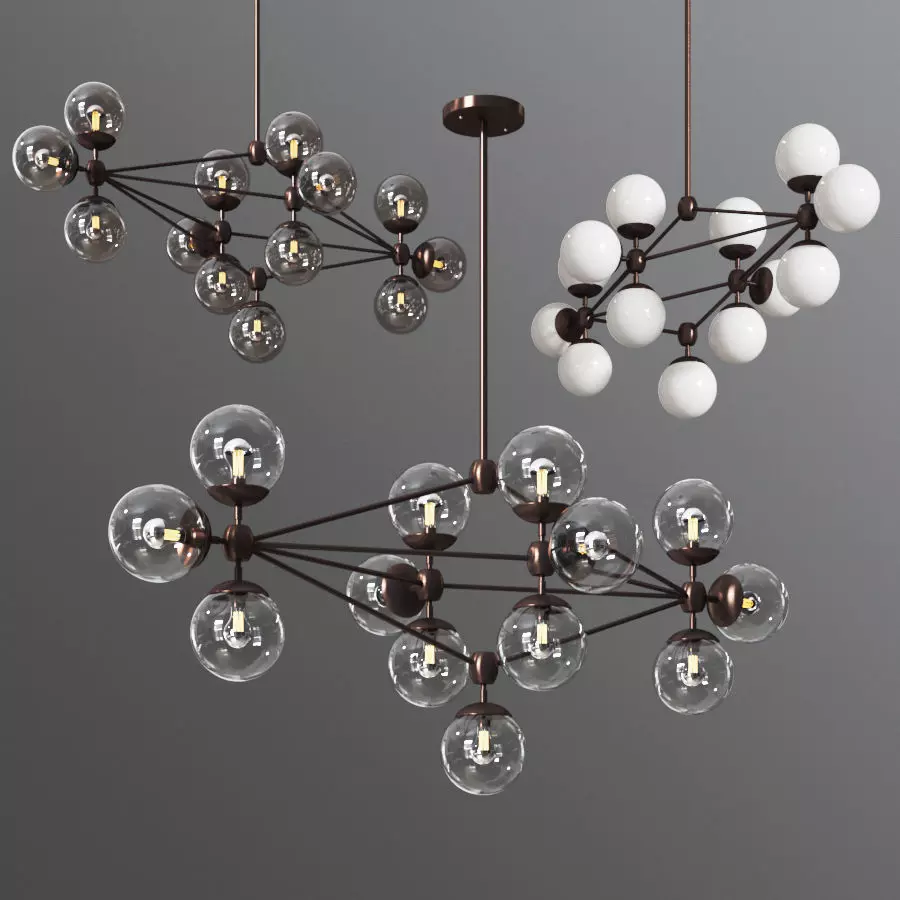 Modo Chandelier Diamond 13 Globes rollandhill 3D model_0
