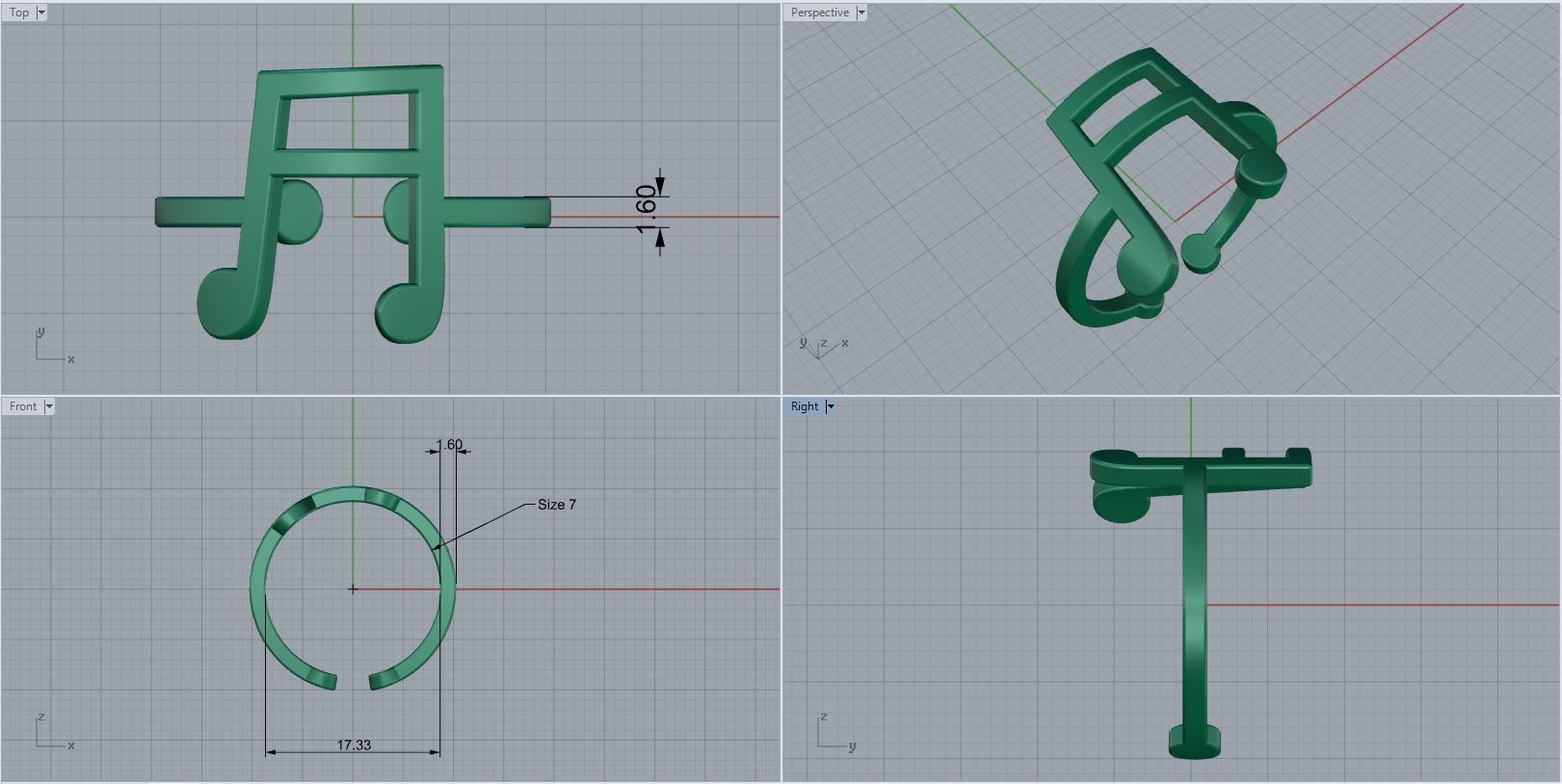 Minimalistic simple musical note ring 3D print model_3