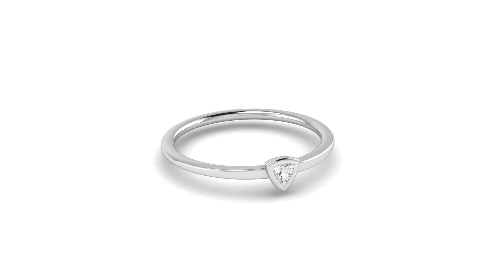 Minimalistic simple trillion engagement ring 3D print model_1
