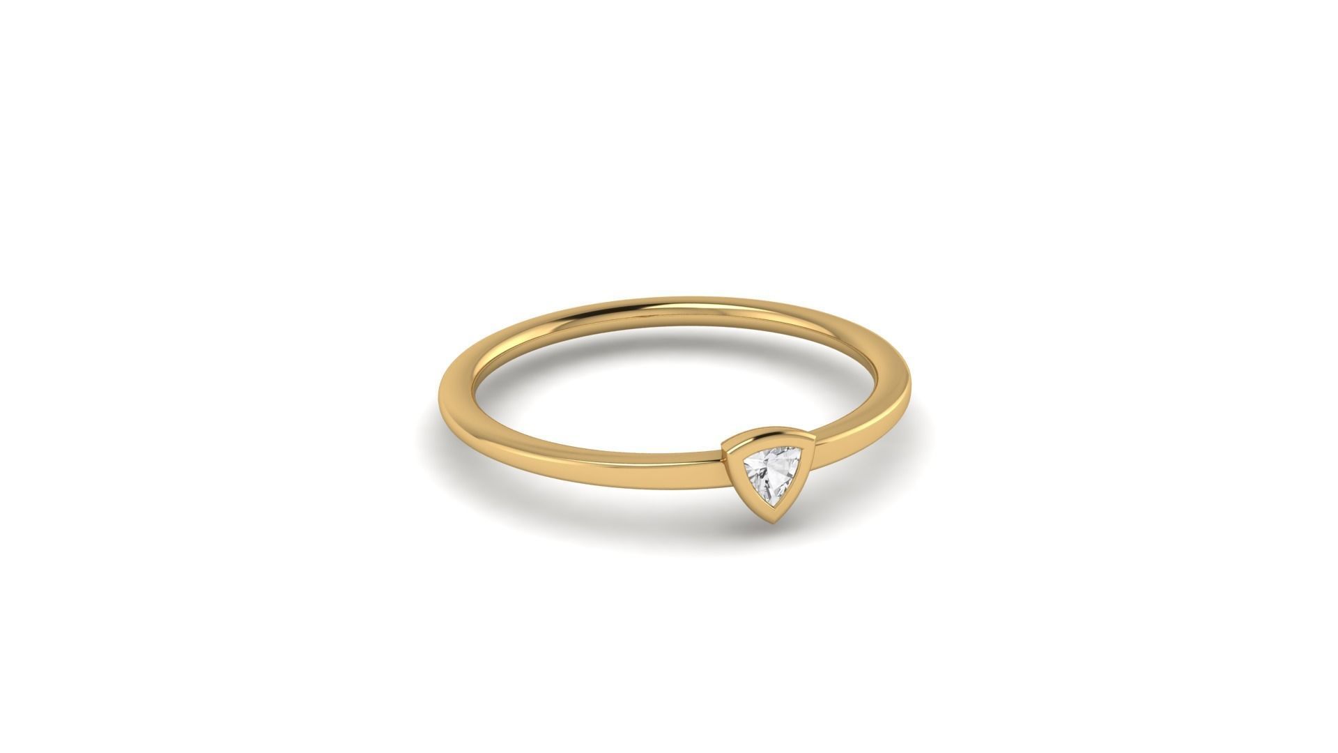 Minimalistic simple trillion engagement ring 3D print model_2