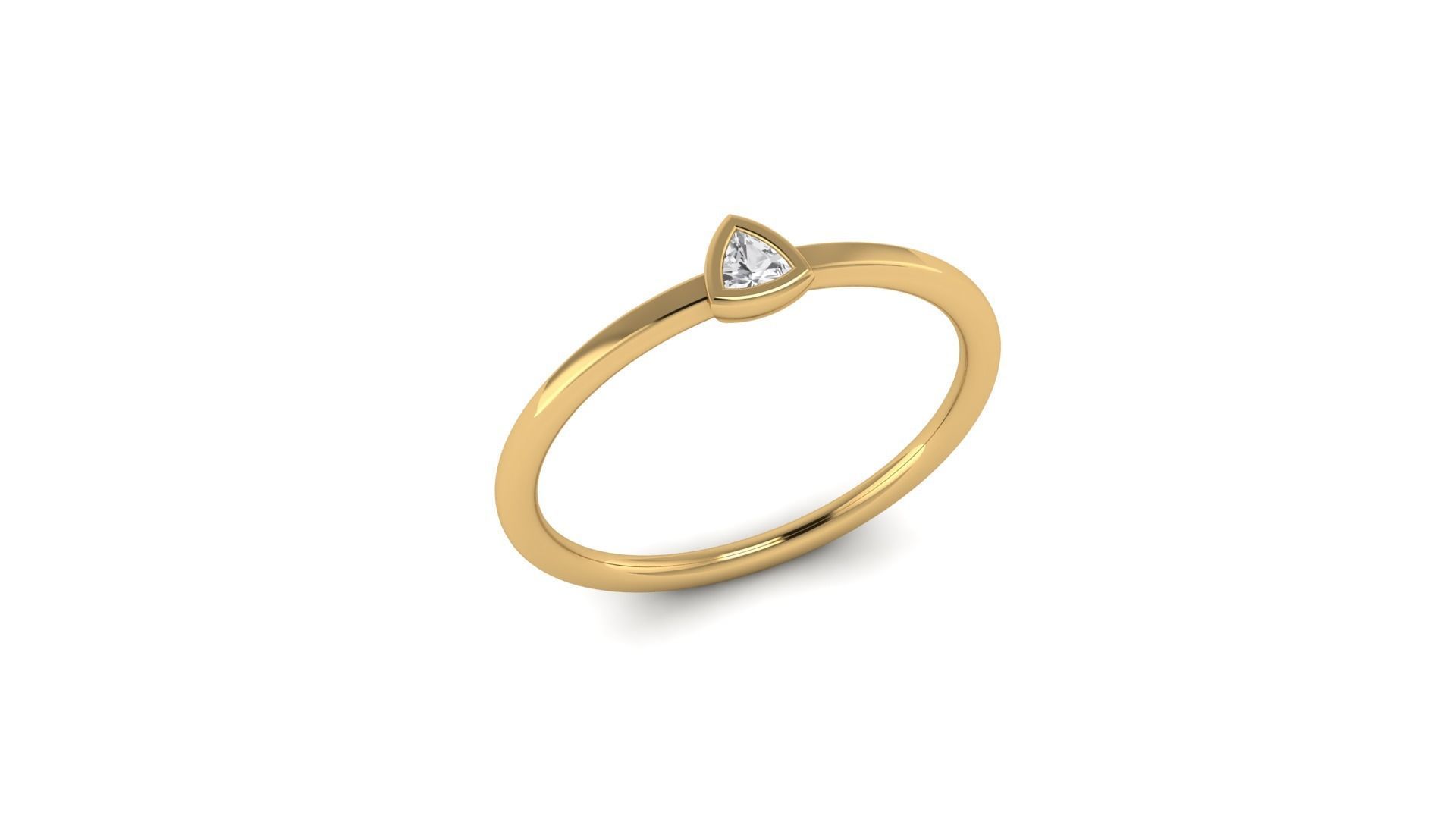 Minimalistic simple trillion engagement ring 3D print model_4