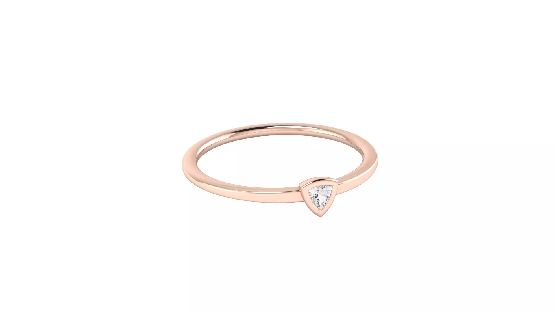 Minimalistic simple trillion engagement ring 3D print model_0