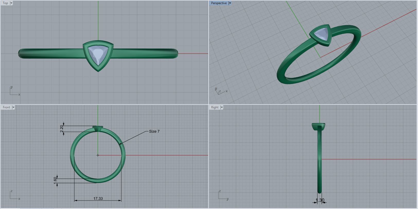 Minimalistic simple trillion engagement ring 3D print model_6