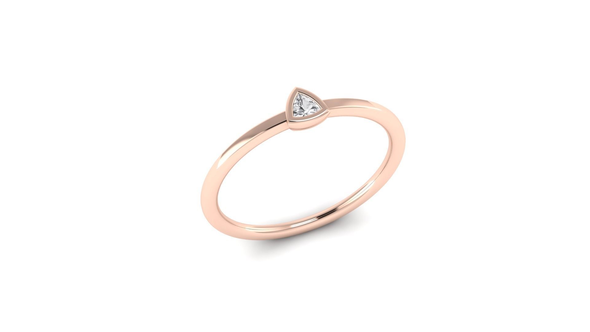 Minimalistic simple trillion engagement ring 3D print model_3