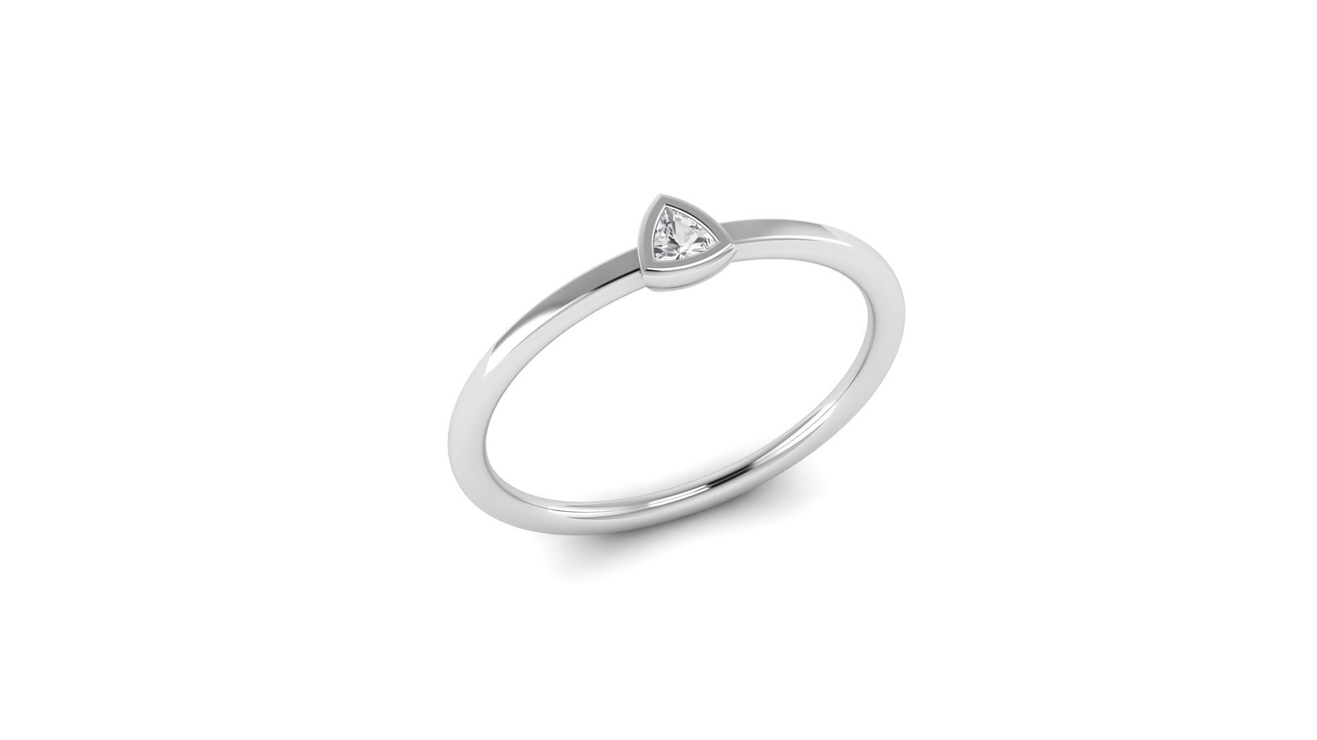 Minimalistic simple trillion engagement ring 3D print model_5