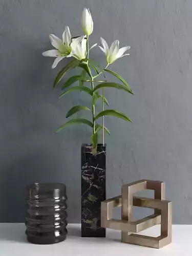 Geometric Sculpture Lily and Vases
