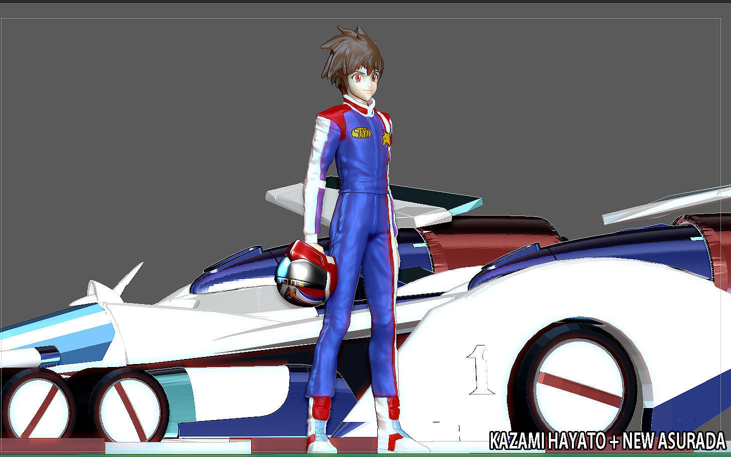 KAZAMI HAYATO ASURADA CYBER FORMULA STATUE DIORAMA RACE ANIME 3D print model_4