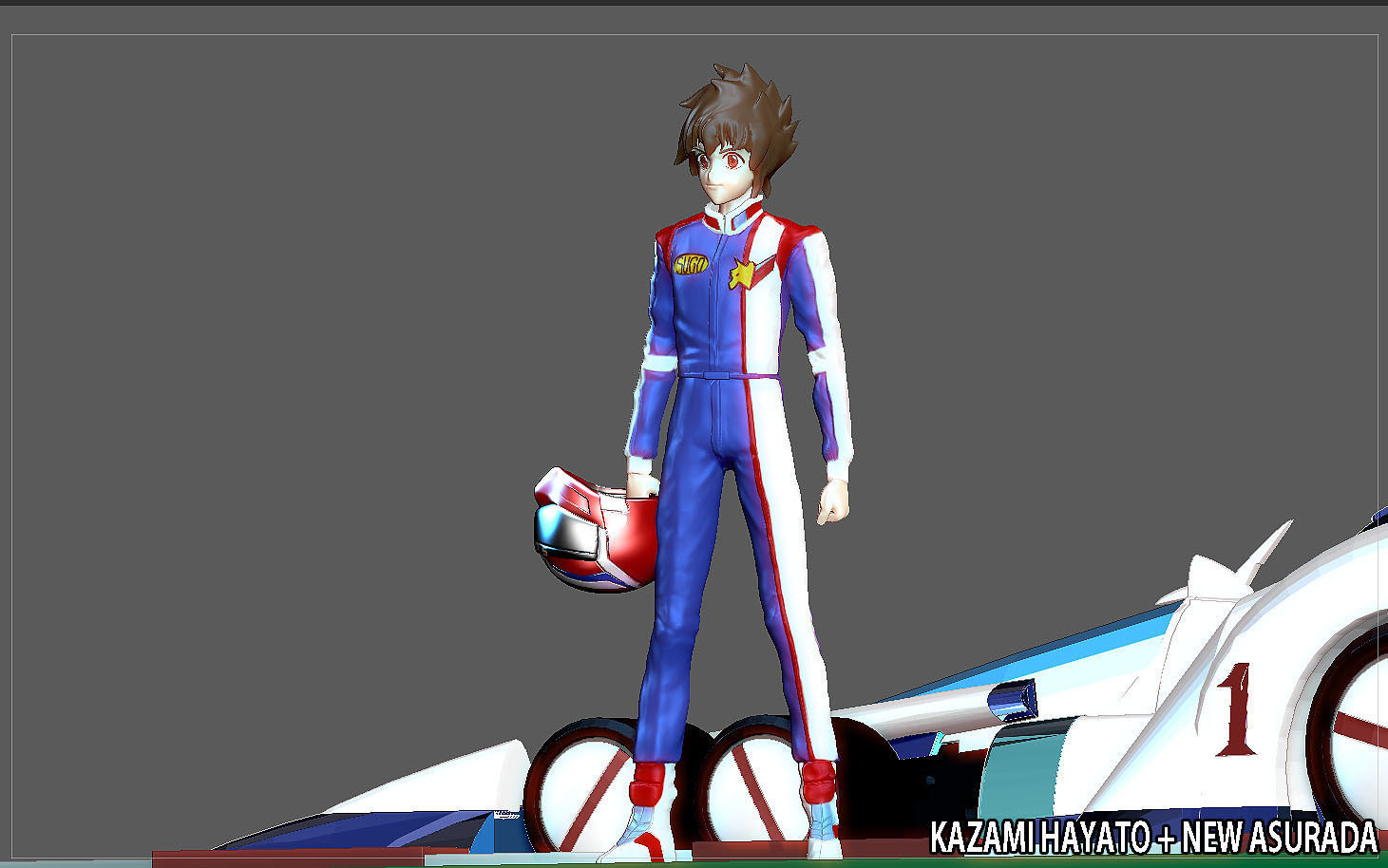 KAZAMI HAYATO ASURADA CYBER FORMULA STATUE DIORAMA RACE ANIME 3D print model_5
