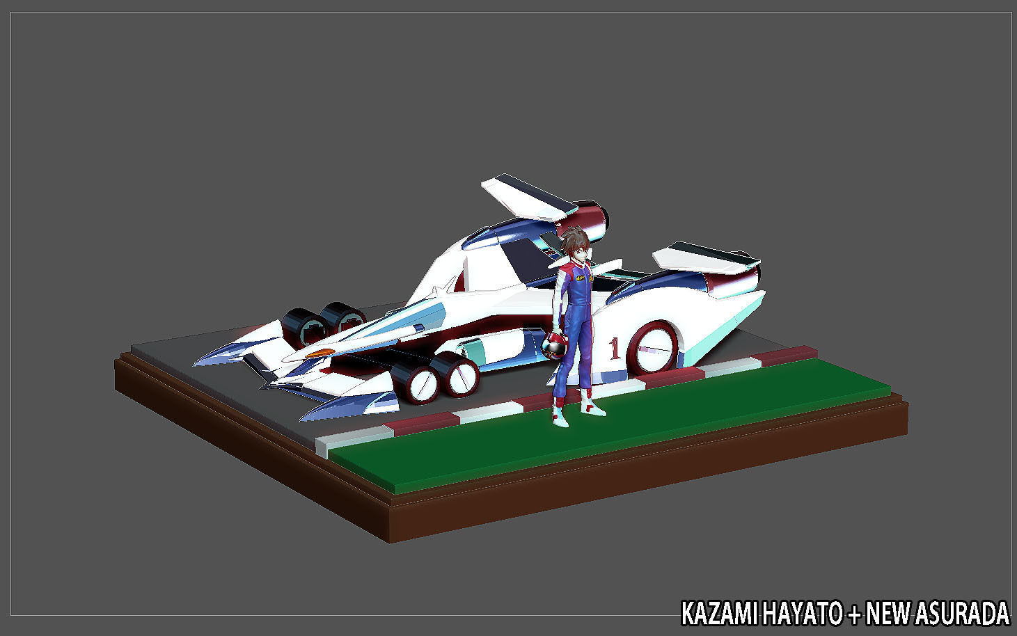 KAZAMI HAYATO ASURADA CYBER FORMULA STATUE DIORAMA RACE ANIME 3D print model_6