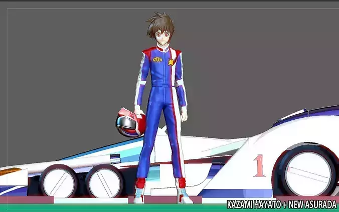 KAZAMI HAYATO ASURADA CYBER FORMULA STATUE DIORAMA RACE ANIME 3D print model