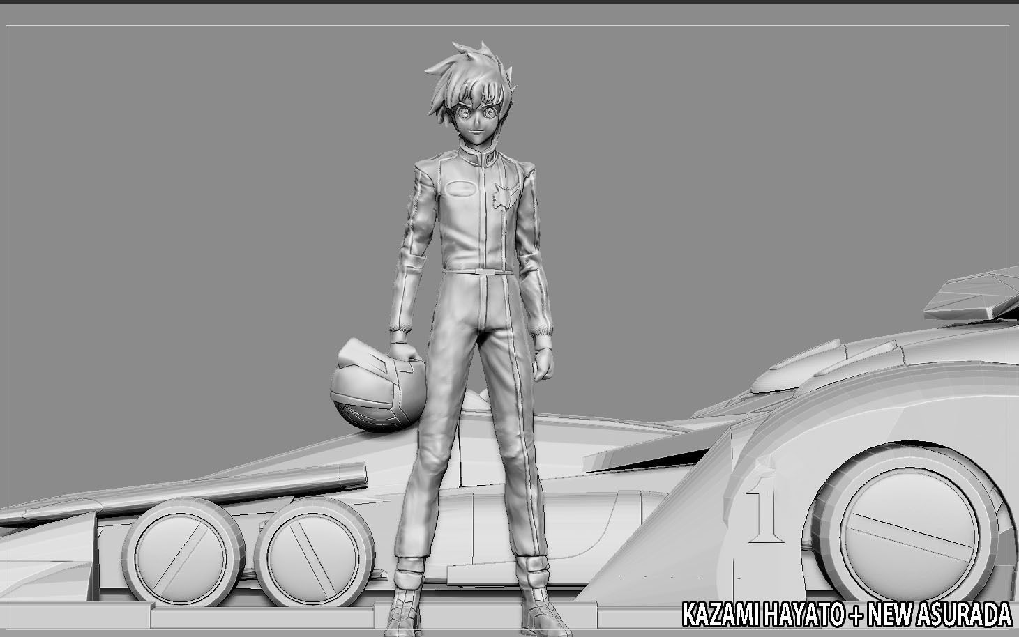 KAZAMI HAYATO ASURADA CYBER FORMULA STATUE DIORAMA RACE ANIME 3D print model_9