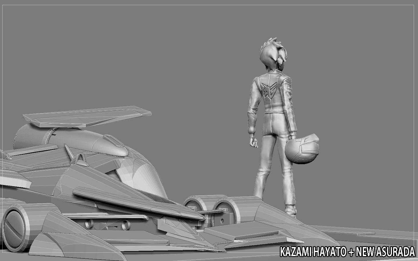 KAZAMI HAYATO ASURADA CYBER FORMULA STATUE DIORAMA RACE ANIME 3D print model_10
