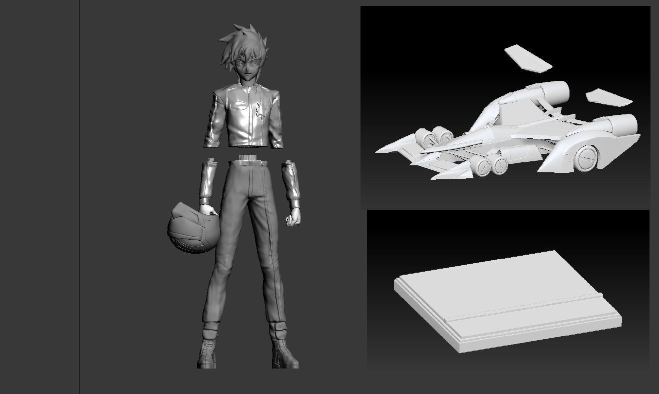 KAZAMI HAYATO ASURADA CYBER FORMULA STATUE DIORAMA RACE ANIME 3D print model_12