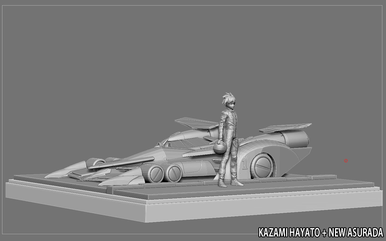 KAZAMI HAYATO ASURADA CYBER FORMULA STATUE DIORAMA RACE ANIME 3D print model_11