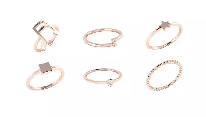 Minimalistic simple ring collection unique designs bulk 6x
