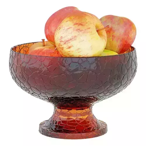 Apples in Colored Glass Round Vase