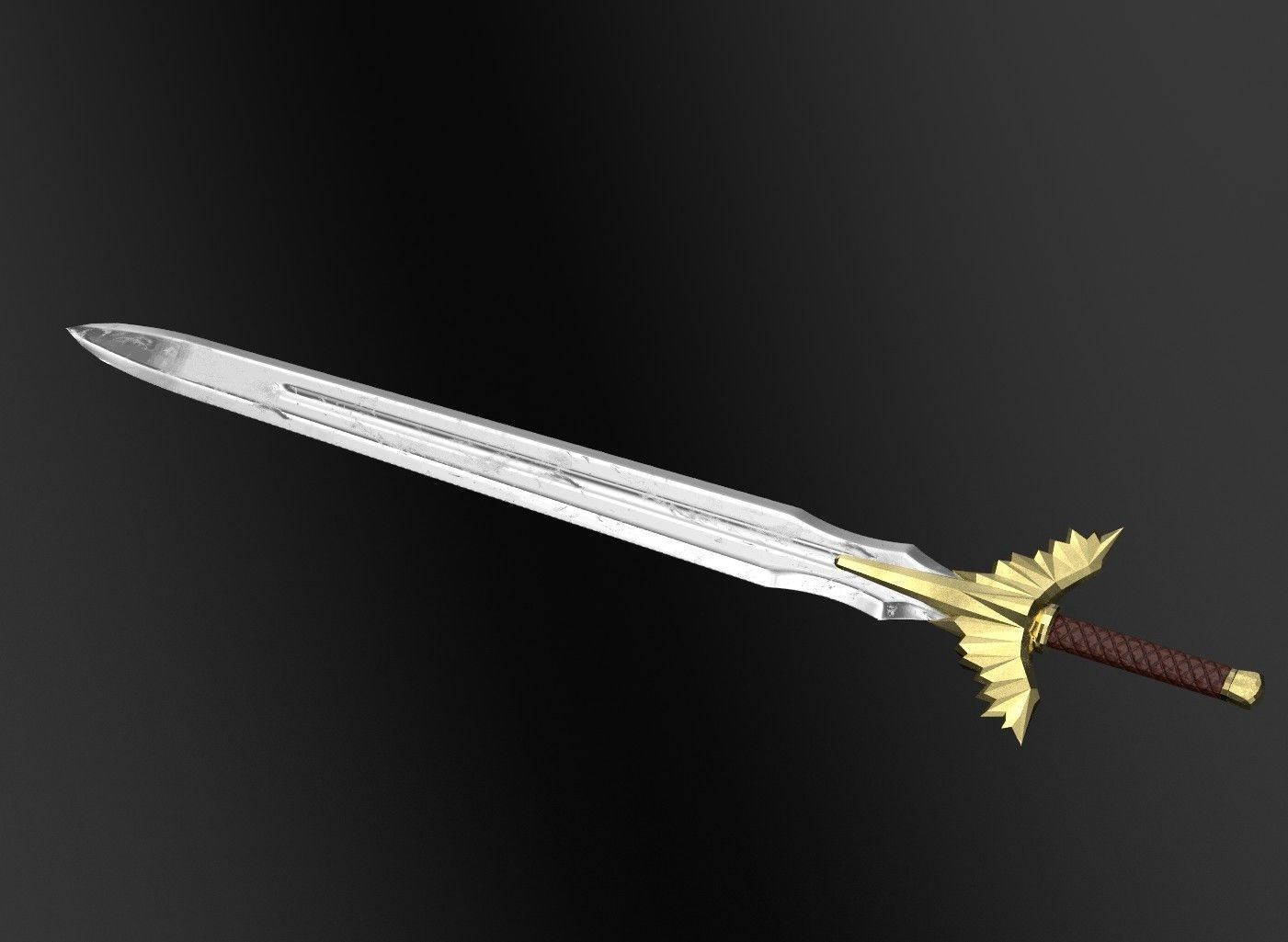 Gilded sword Low-poly 3D model_2