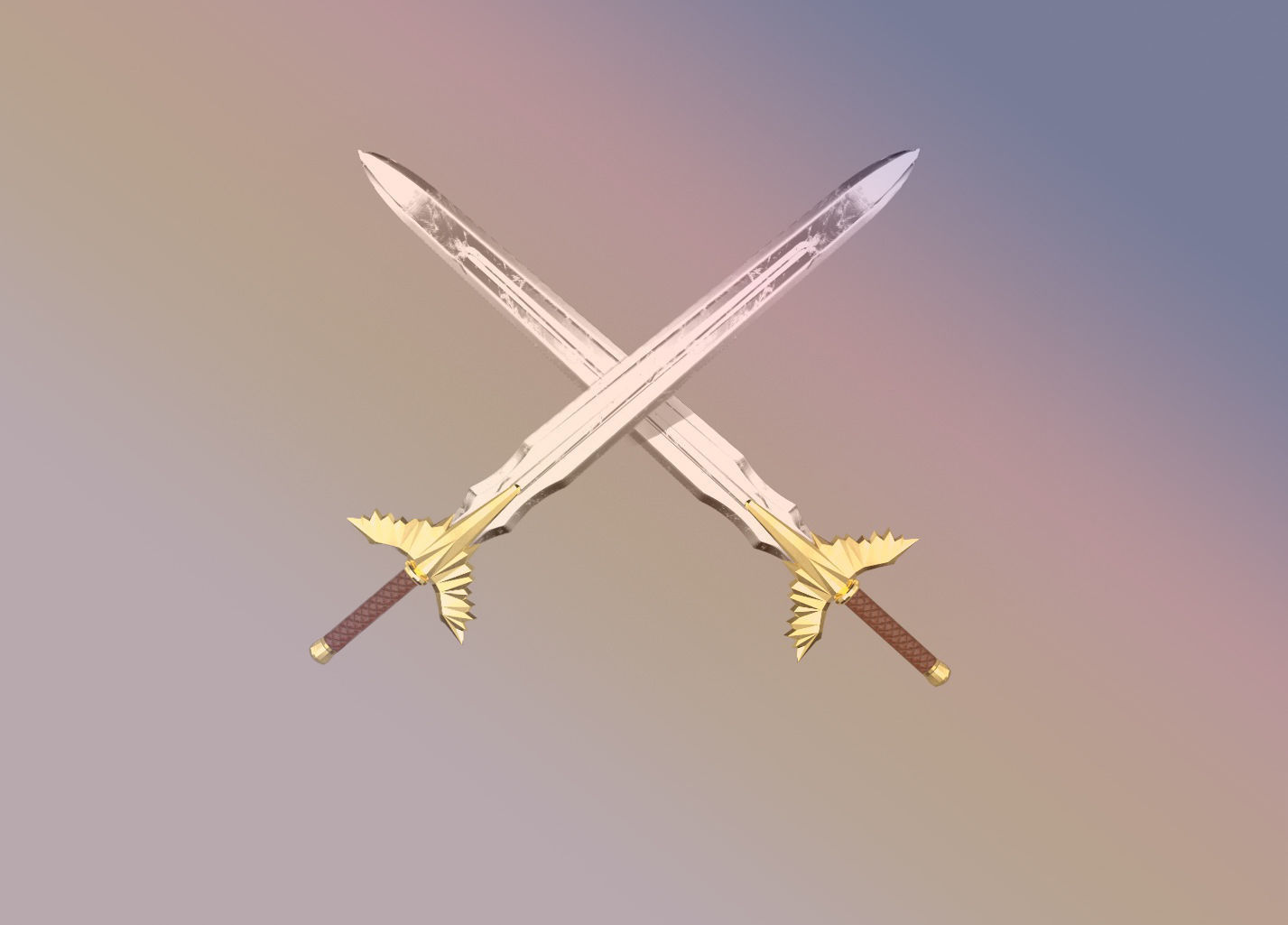 Gilded sword Low-poly 3D model_4