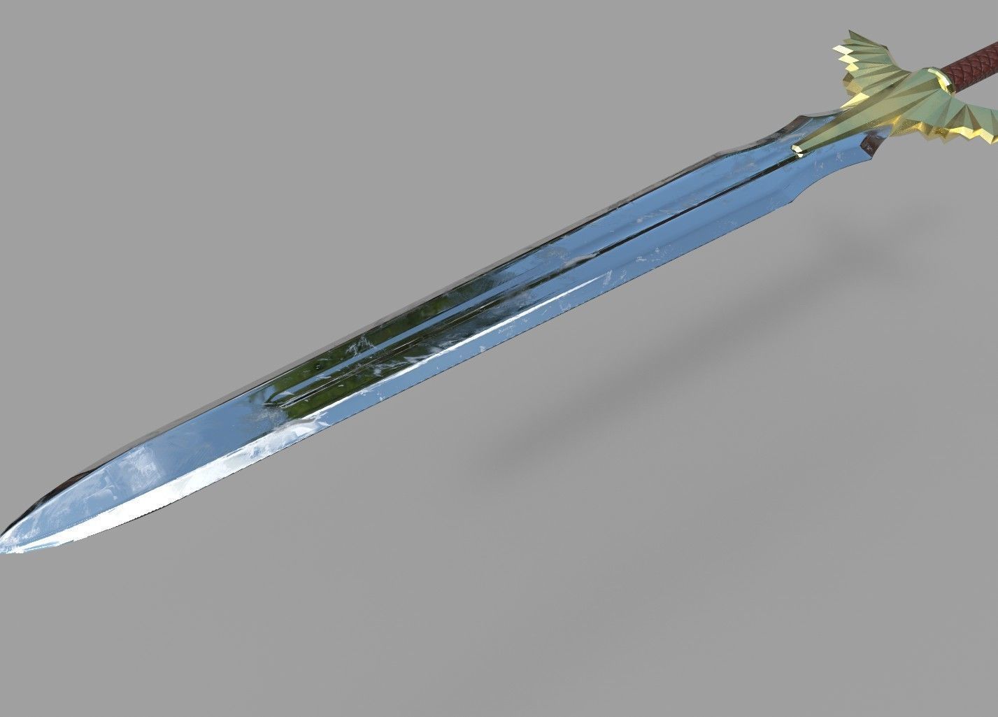 Gilded sword Low-poly 3D model_3