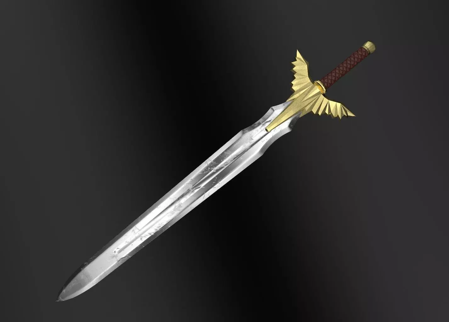 Gilded sword Low-poly 3D model_0