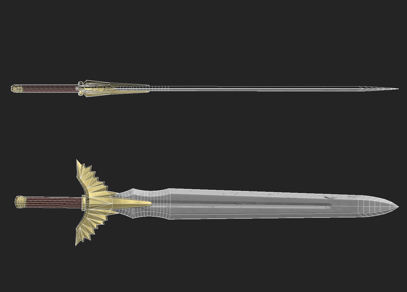 Gilded sword Low-poly 3D model_1