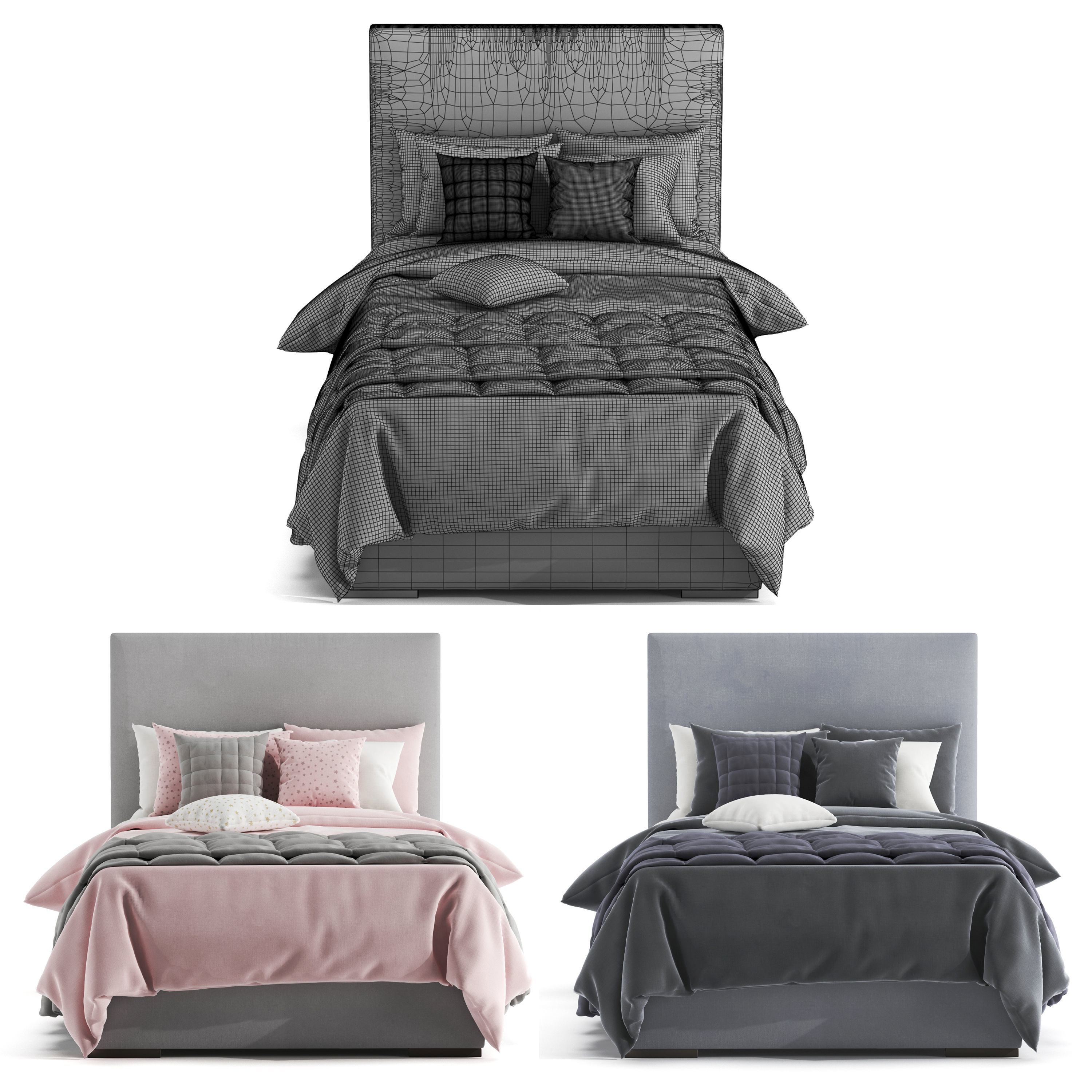 Bed and Children Bed collection 3D model_13