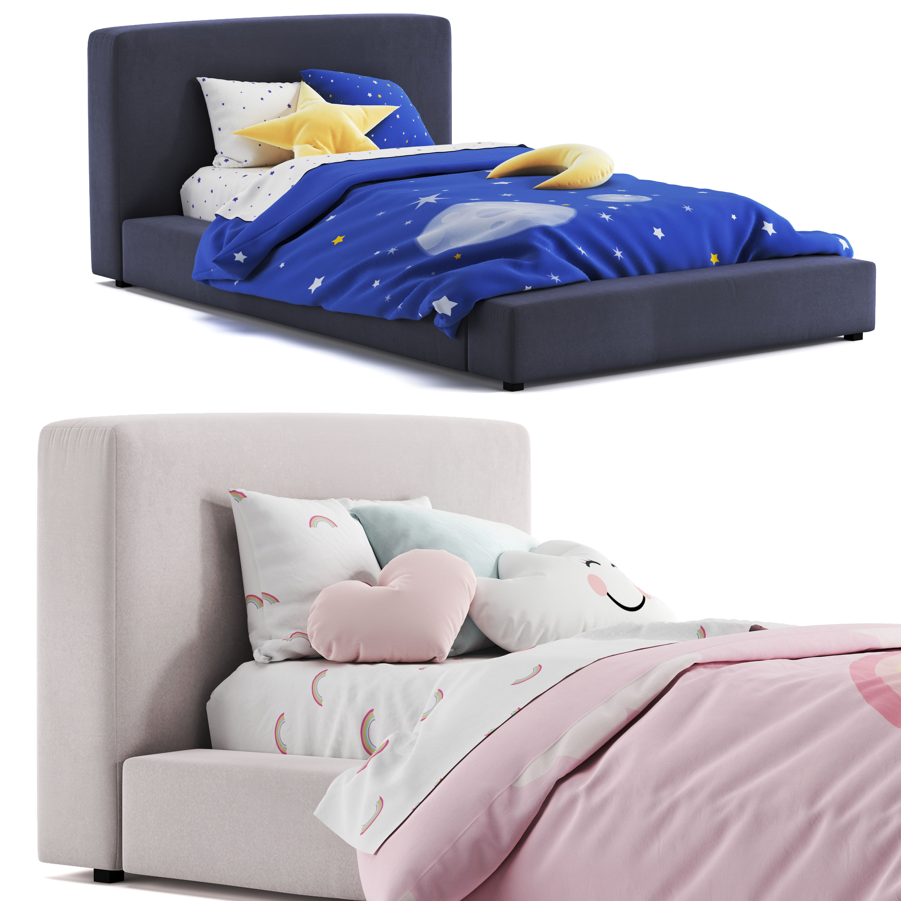 Bed and Children Bed collection 3D model_1